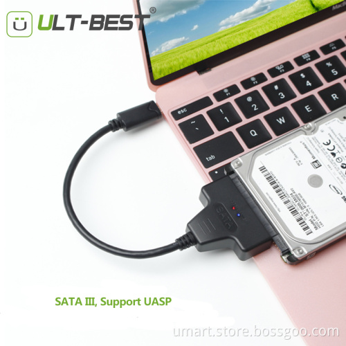 USB 3.1 Type C(USB-C) to SATA 22Pin Hard Drive Converter for 2.5 inch HDD/SSD with UASP